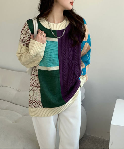 「emi+」 長袖ニット FREE ホワイト レディース_画像9