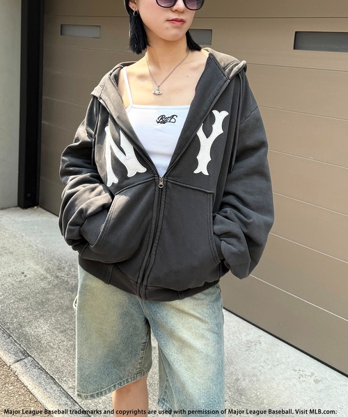 パーカー 「平野莉玖コラボ」「MLB」クーパーズタウンZIPフーディー レディース メンズ 平野莉玖コラボ】【MLB】クーパーズタウンZIPフーディー