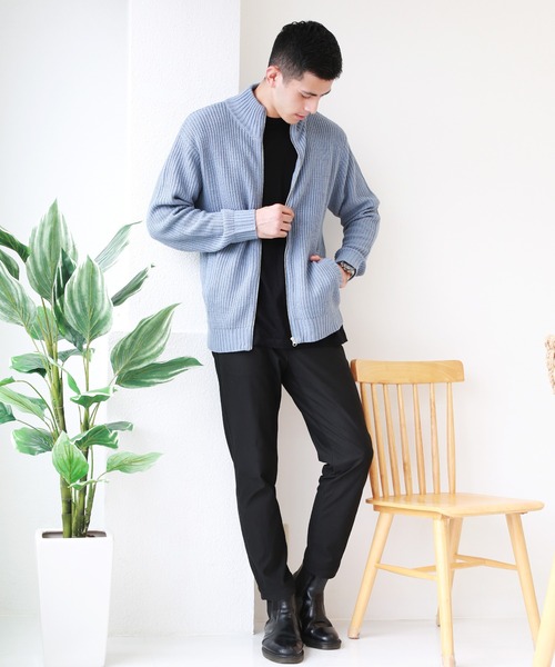「WESTSEA」 「cathy’s closet」ニットカーディガン L ネイビー メンズ_画像2