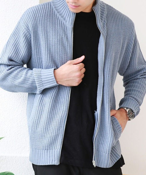 「WESTSEA」 「cathy’s closet」ニットカーディガン L ネイビー メンズ_画像7