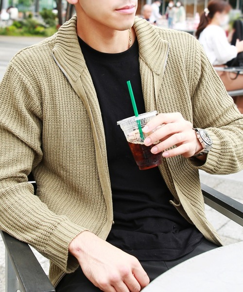 「WESTSEA」 「cathy’s closet」ニットカーディガン L ネイビー メンズ_画像9