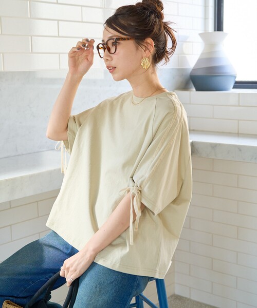 FREAK'S STORE tシャツ 限定展開 袖 ベロア リボン ライン 半袖