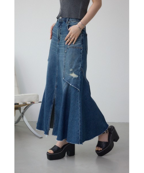 moussy ダメージデニムスカート AZUL BY MOUSSY デニムスカート DENIM ダメージマーメイド