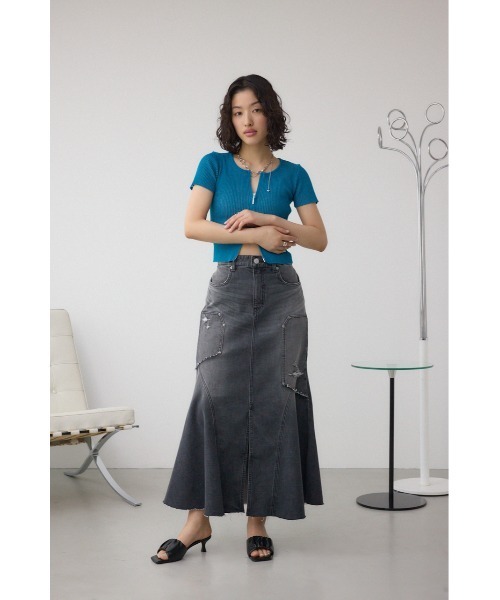 moussy ダメージデニムスカート AZUL BY MOUSSY デニムスカート DENIM ダメージマーメイド