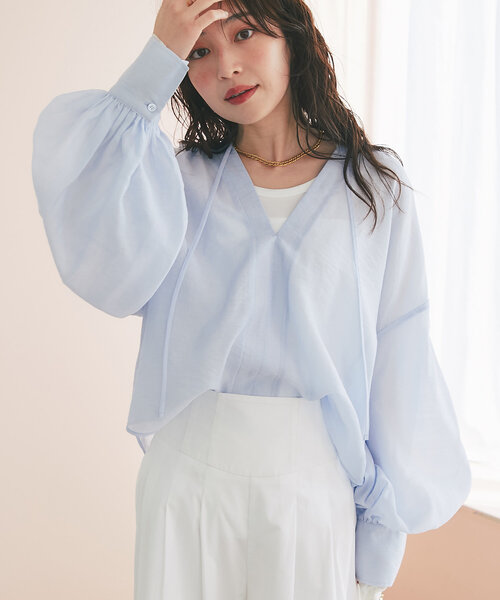 La boutique BonBon バルーンスリーブオフショルブラウス