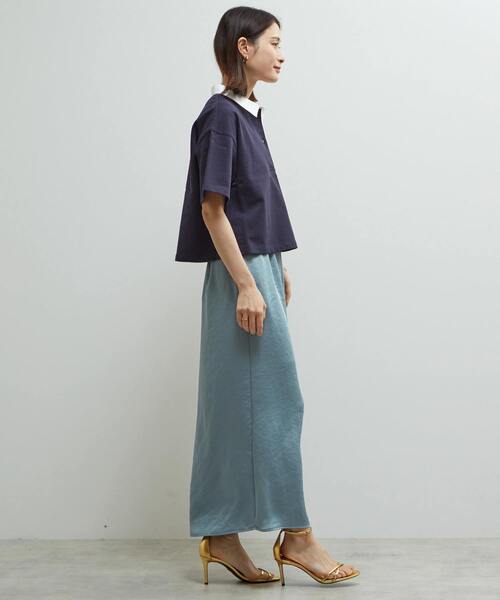 トレーナー スウェット プリント＆刺繍入り短丈ラガー裏毛ドッキングプルオーバー レディース soffitto トレーナー スウェット プリント＆刺繍入り短丈ラガー