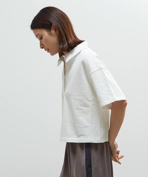 トレーナー スウェット プリント＆刺繍入り短丈ラガー裏毛ドッキングプルオーバー レディース soffitto トレーナー スウェット プリント＆刺繍入り短丈ラガー