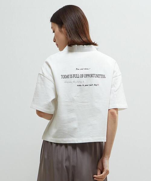 トレーナー スウェット プリント＆刺繍入り短丈ラガー裏毛ドッキングプルオーバー レディース soffitto トレーナー スウェット プリント＆刺繍入り短丈ラガー