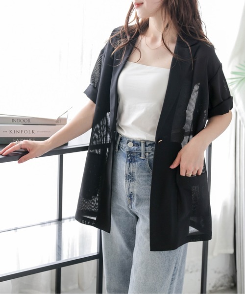 新品未使用タグ付★ La-gemmeメッシュシアージャケット La-gemme コート アウター メッシュシアージャケット レディース