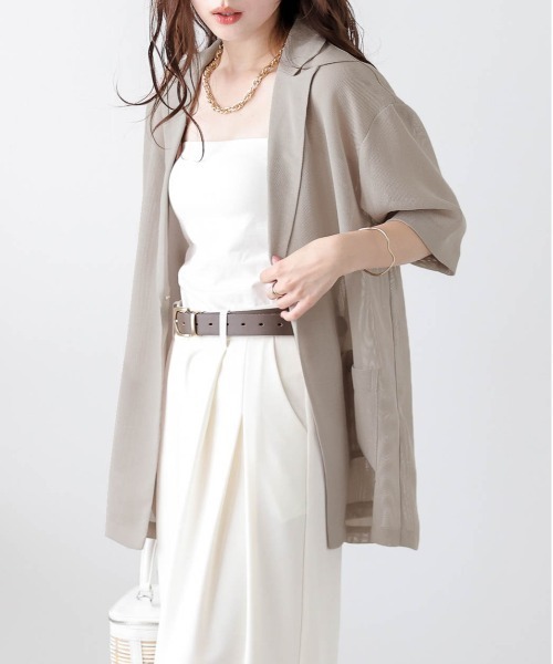 充実の品 La-gemme コート アウター メッシュシアージャケット レディース ジャケット・アウター