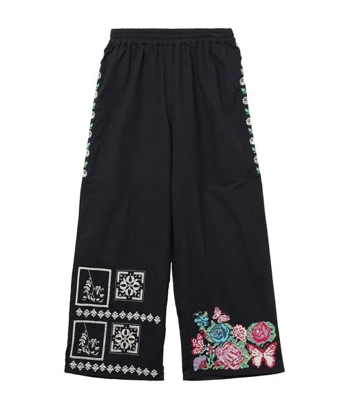 ROSE BUD パンツ FLOWER EMBROIDARY EASY PANTS レディース