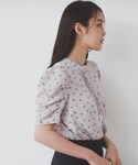 ブラウス シャツ 半袖 柄プリントピンタックブ...の詳細画像5