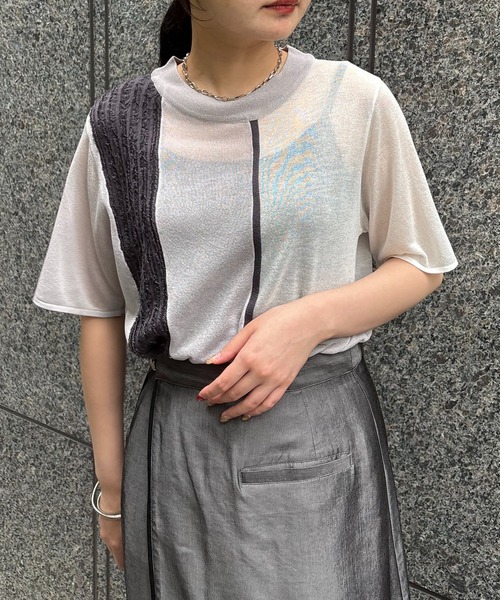 ニット セーター 「＆g'aime」カラーブロックフリンジトップ　Color-Block Fringe Design Top レディース