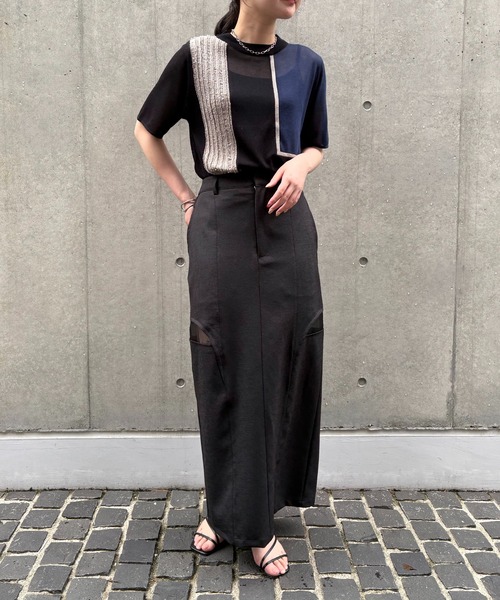 ニット セーター 「＆g'aime」カラーブロックフリンジトップ　Color-Block Fringe Design Top レディース &g'aime ニット セーター 「＆g'aime」カラーブロックフリンジ