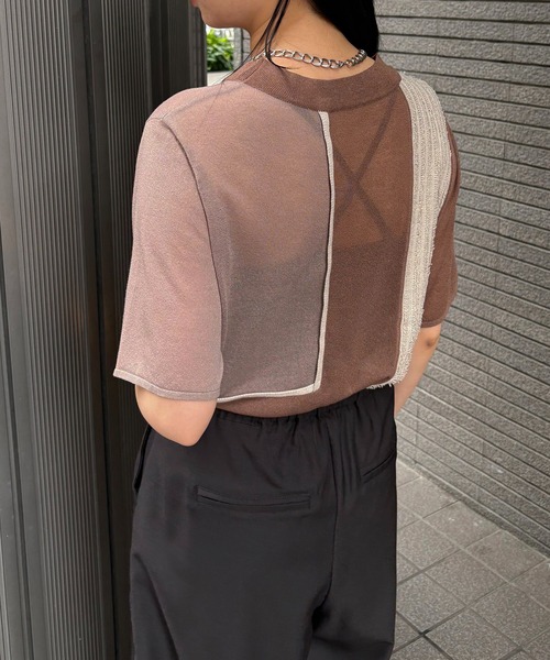 ニット セーター 「＆g'aime」カラーブロックフリンジトップ　Color-Block Fringe Design Top レディース &g'aime ニット セーター 「＆g'aime」カラーブロックフリンジ