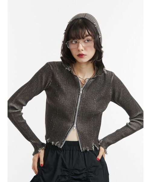 jouetie（ジュエティ） ニット セーター コンパクトニットZIPフーディ