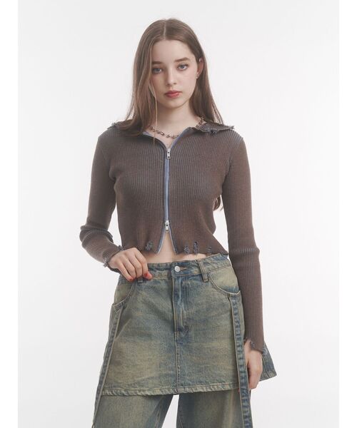 jouetie（ジュエティ） ニット セーター コンパクトニットZIPフーディ