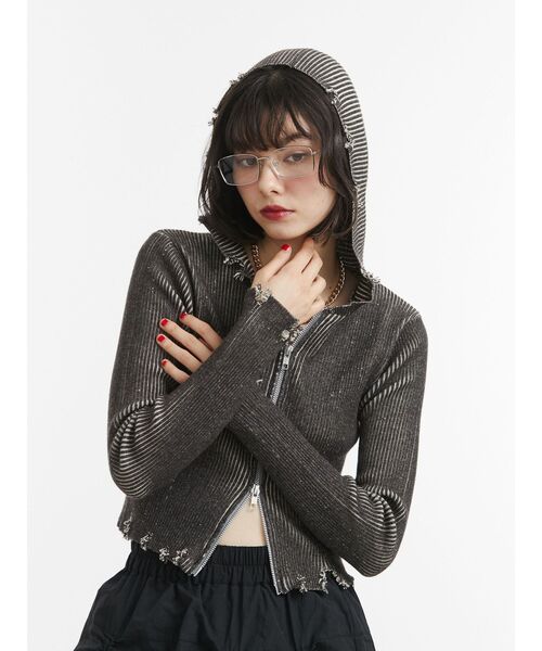jouetie ニット セーター コンパクトニットZIPフーディ