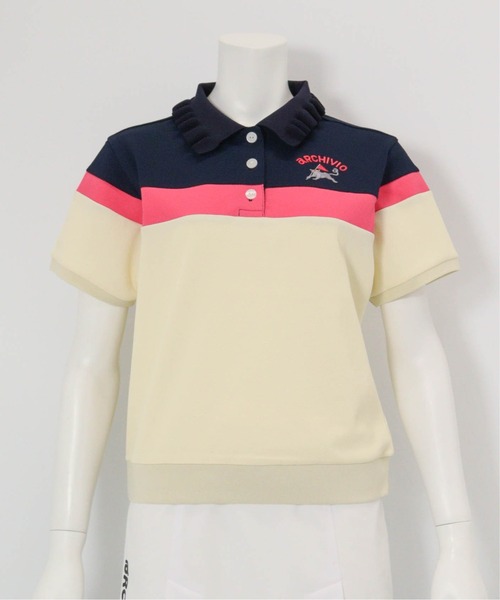 archivio（アルチビオ） ポロシャツ ポロ 「LADIES」フリル襟配色UV
