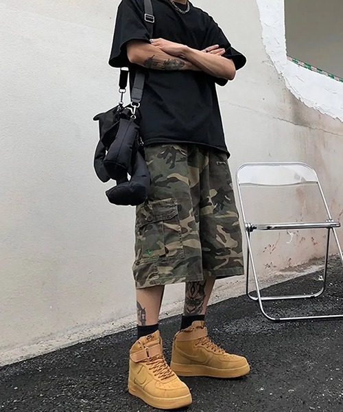 B.I.D. カーゴパンツ 「Bz」迷彩カーゴ風ハーフパンツ メンズ