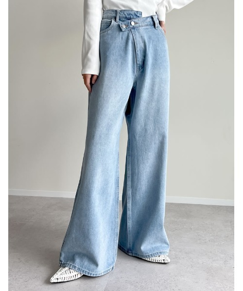 「Re:EDIT」 加工デニムパンツ LARGE ブルー系その他 レディース