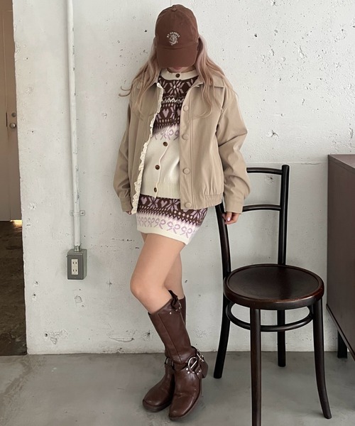 MORE self LOVE セットアップ ガーリーノルディックニットSETUP