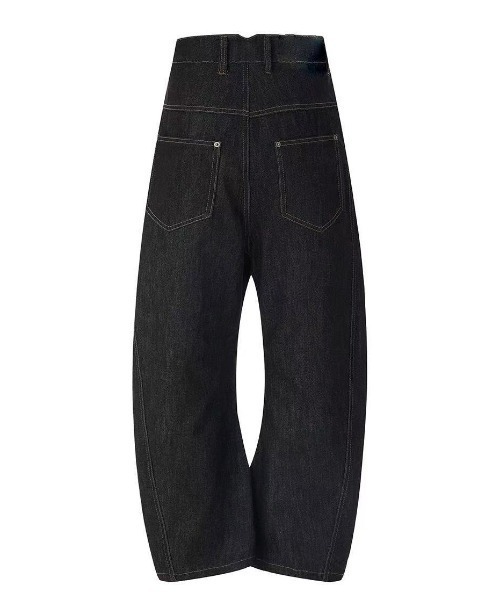 FreeZone ジーンズ アシンメトリーボタン ワイドレッグデニムパンツ