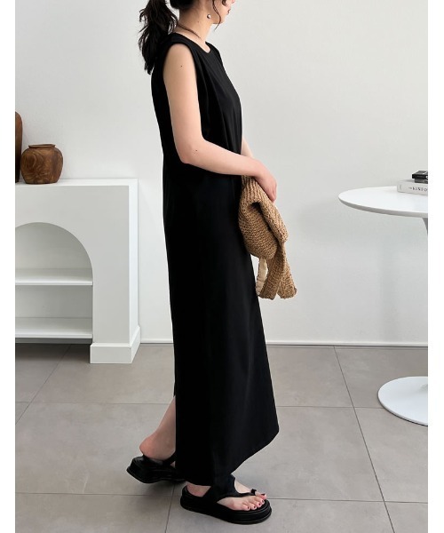 「Re:EDIT」 ノースリーブワンピース LARGE ブラック レディース_画像6