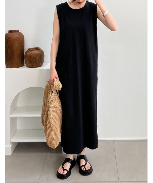 「Re:EDIT」 ノースリーブワンピース LARGE ブラック レディース_画像8