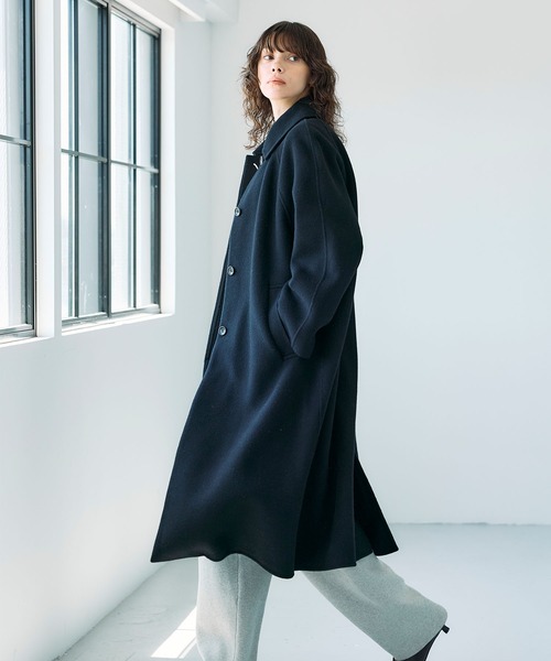 N.O.R.C ステンカラーコート コート ウールメルトンステンカラーリバー