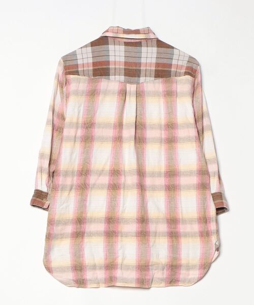 「Iroquois」 チェック柄長袖シャツ 2 ピンク メンズ_画像2