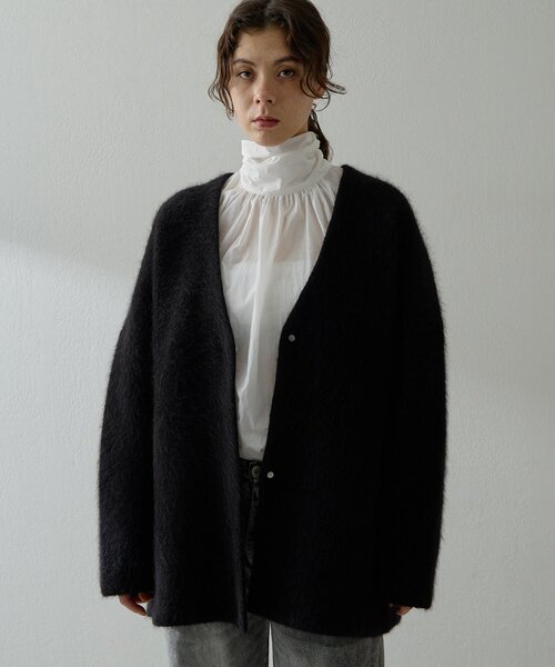 amoment ダブルジップニット ジャケット 黒 ユニセックス) ダブルジップアップフィッシャーマンニット