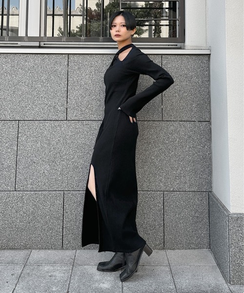 LVEU.（ラブユ） ワンピース 「LVEU.」クロスデザインリブワンピース