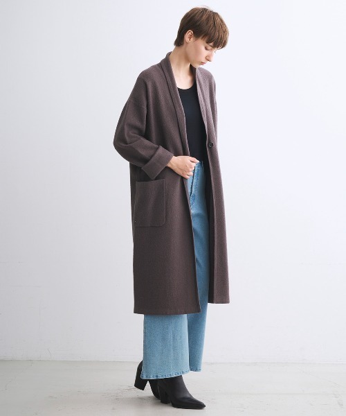 three dots（スリー ドッツ） カーディガン フェルトセーター コート