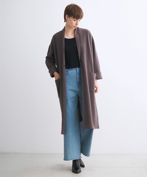 three dots ロングカーディガン three dots(スリードッツ)｜サンディコットン ロングカーディガン