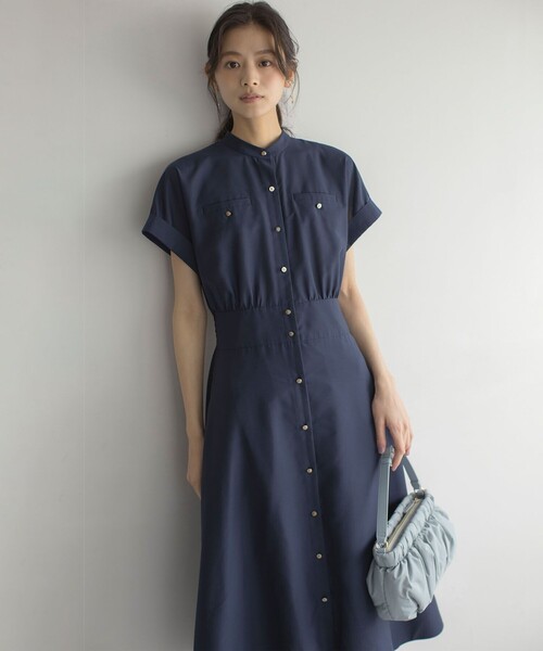 「組曲」 半袖ワンピース 3 ネイビー レディース_画像3