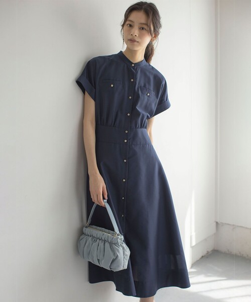 「組曲」 半袖ワンピース 3 ネイビー レディース_画像4