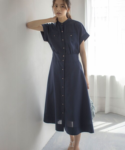 「組曲」 半袖ワンピース 3 ネイビー レディース_画像5