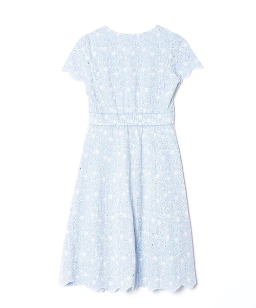 「LAISSE PASSE」 刺繍半袖ワンピース 36 ブルー レディースの画像2