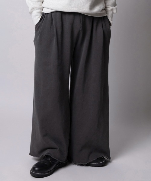 ワイドパンツ スウェットパンツ ジャージ 「78」ツータック カットオフ