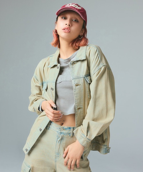 M ☆美品☆激っ可愛ゎ❕クレイジーパターン♪Scratch♪デニムジャケット‼️ X-girl（エックスガール） デニムジャケット gジャン CURSIVE LOGO