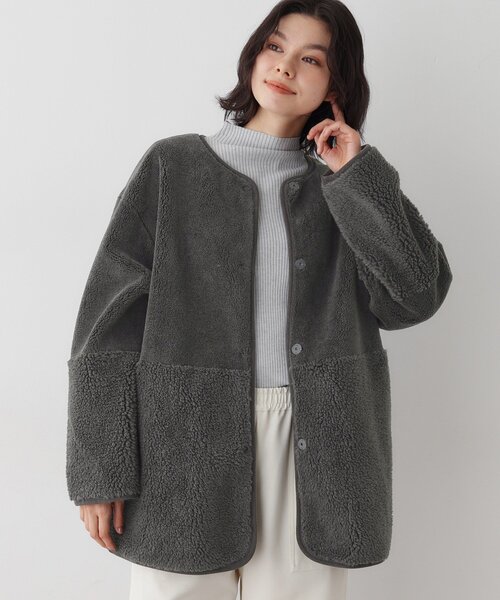 Dessin（デッサン） ノーカラーコート コート 「2WAY」フェイク