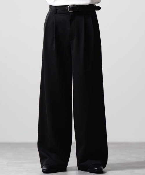 cliché ワイドスラックス ブラック CLEL（クレイル） ワイドパンツ スラックス 「CLEL」Herringbone Prime