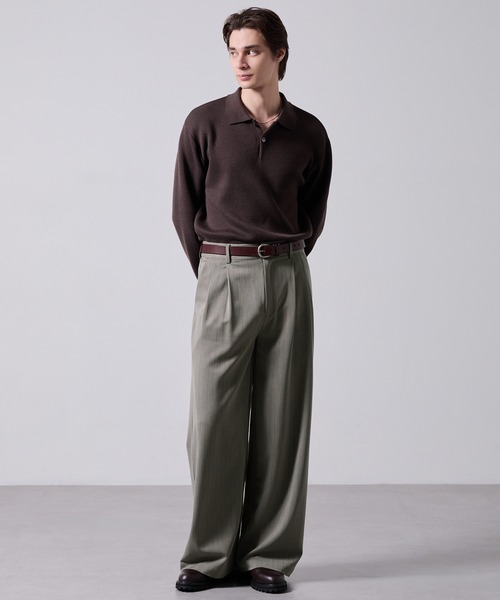 CLEL（クレイル） ワイドパンツ スラックス 「CLEL」Herringbone Prime