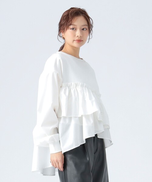 【IVORY】ペプラムドッキングプルオーバー セール】ペプラムドッキングプルオーバー（Tシャツ/カットソー