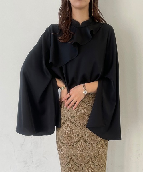 「JUNOAH」 長袖ブラウス MEDIUM ブラック レディース_画像5