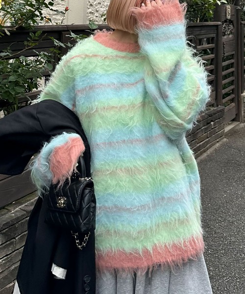 Alley Tokyo ニット セーター ふっさふさシャギーボーダーニット