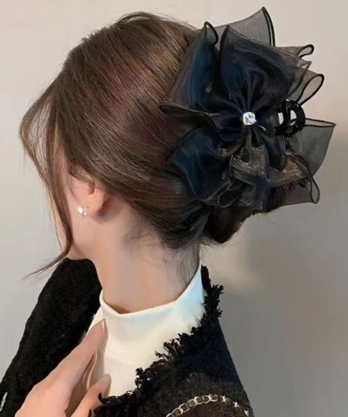 Port（ポート） ヘアクリップ 「 」 ブラックシリーズ ビッグ リボン