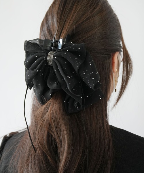 Port（ポート） ヘアクリップ 「 」 ブラックシリーズ ビッグ リボン