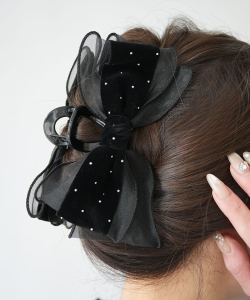 Port（ポート） ヘアクリップ 「 」 ブラックシリーズ ビッグ リボン